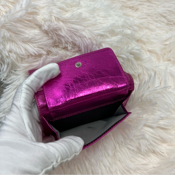 Pink Chanel Metallic Foil Leather Bow Compact Wallet - Picture 4 of 9